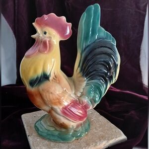 MCM Vintage ROYAL COPLEY Rooster Ceramic  Figurine Colorful Glossy